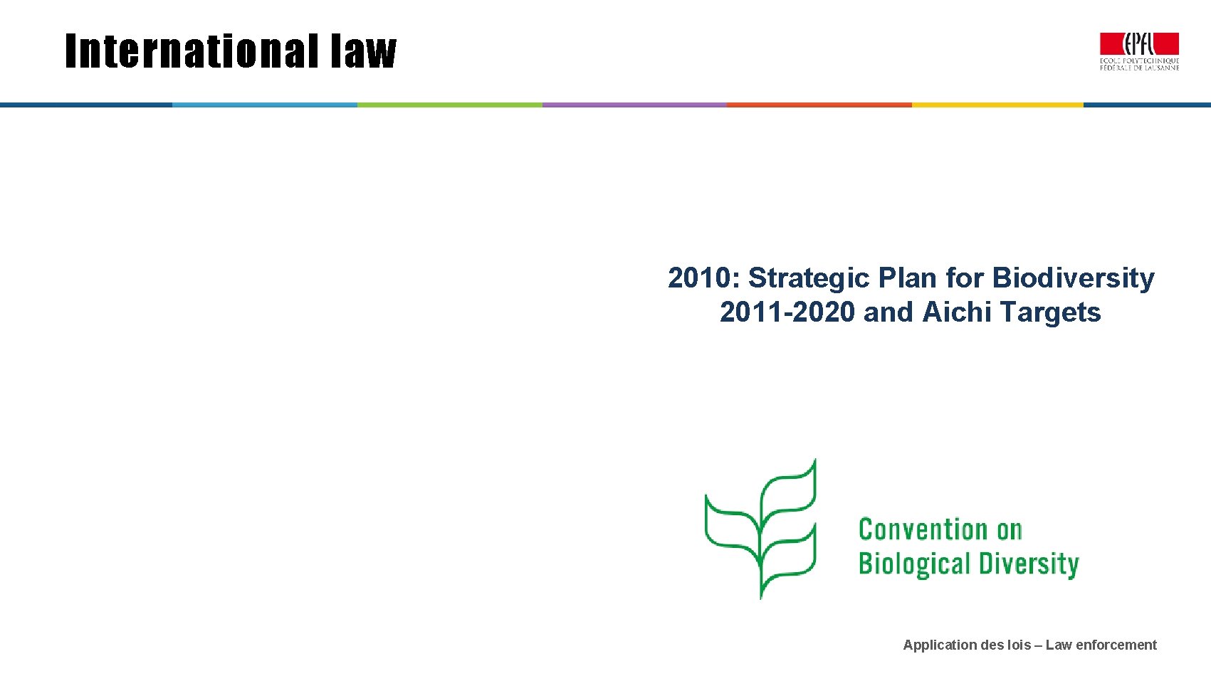 International law 2010: Strategic Plan for Biodiversity 2011 -2020 and Aichi Targets Application des