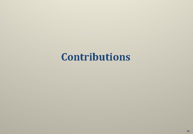 Contributions 14 