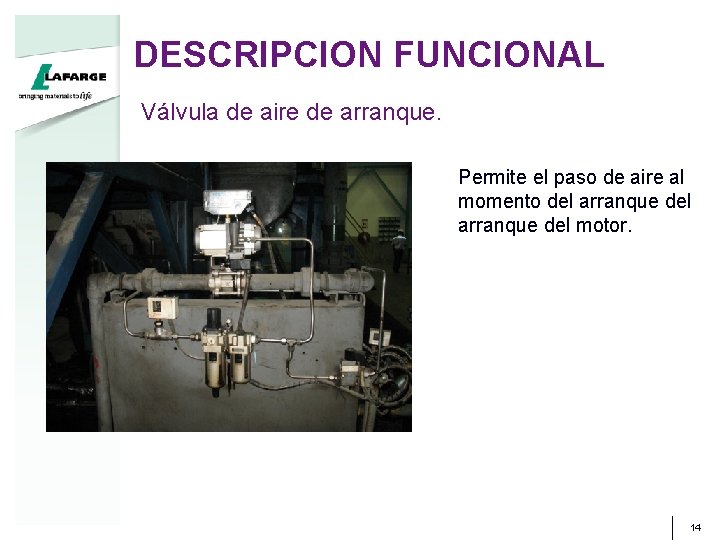 DESCRIPCION FUNCIONAL Válvula de aire de arranque. Permite el paso de aire al momento