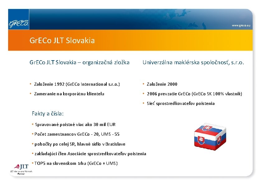 www. greco. eu Gr. ECo JLT Slovakia – organizačná zložka Univerzálna maklérska spoločnosť, s.