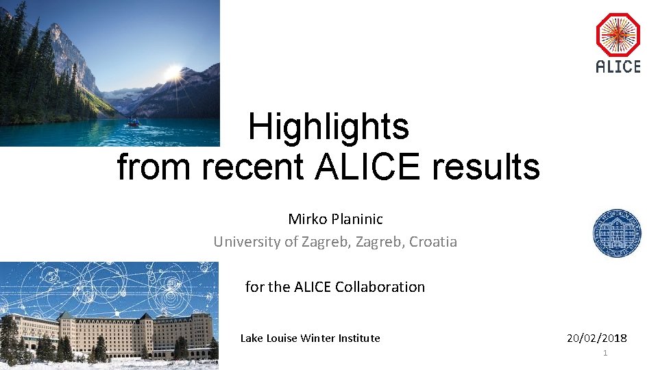 Highlights from recent ALICE results Mirko Planinic University of Zagreb, Croatia for the ALICE Highlights from recent ALICE results Mirko Planinic University of Zagreb, Croatia for the ALICE
