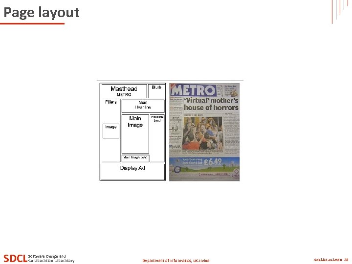 Page layout SDCL Software Design and Collaboration Laboratory Department of Informatics, UC Irvine sdcl.