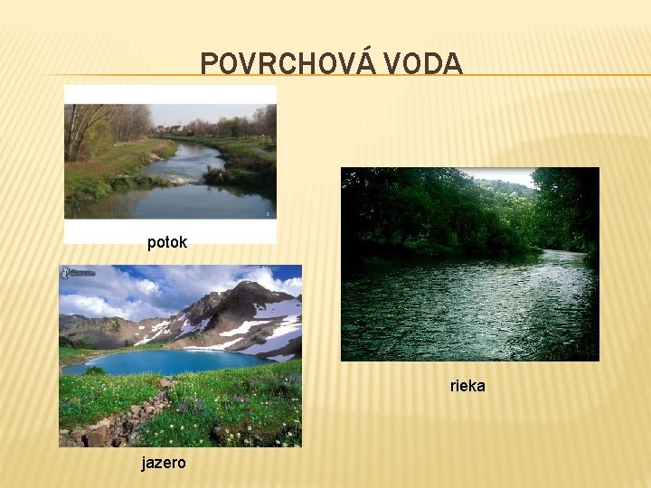 POVRCHOVÁ VODA potok rieka jazero 