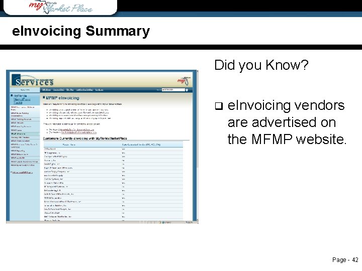 e. Invoicing Summary e. Invoicing summary Did you Know? q e. Invoicing vendors are