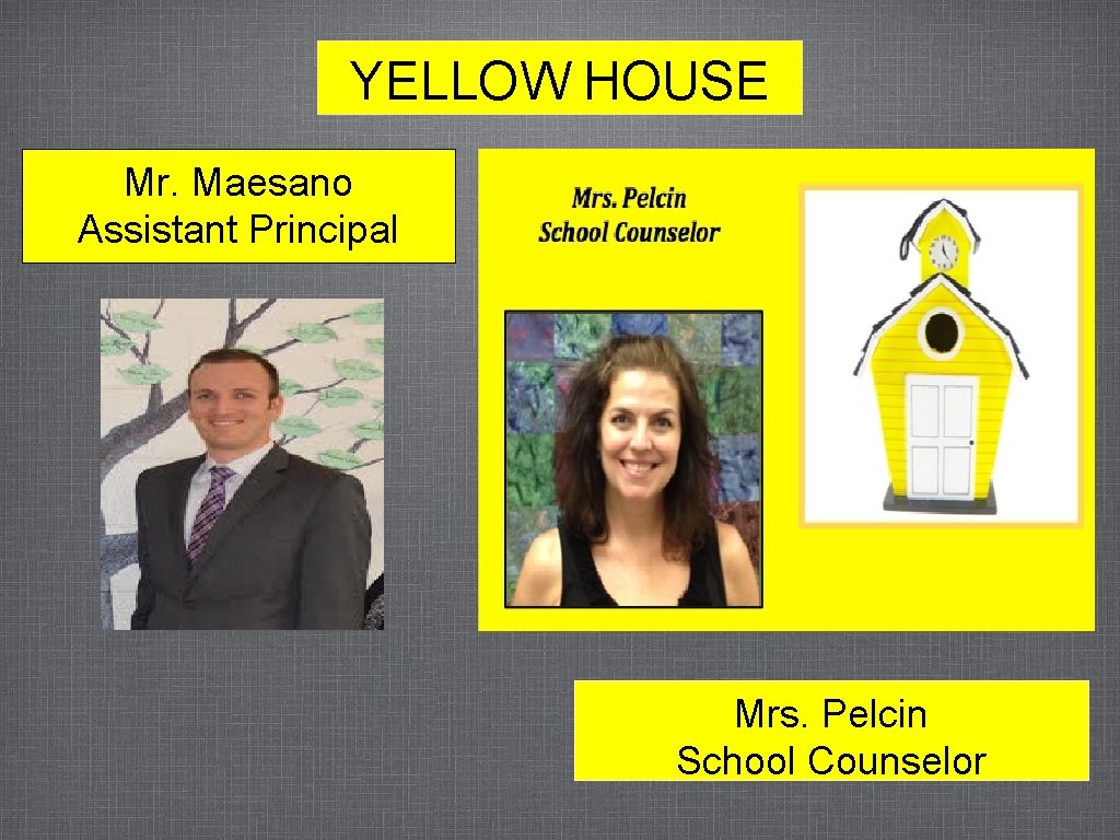 YELLOW HOUSE Mr. Maesano Assistant Principal Mrs. Pelcin School Counselor 