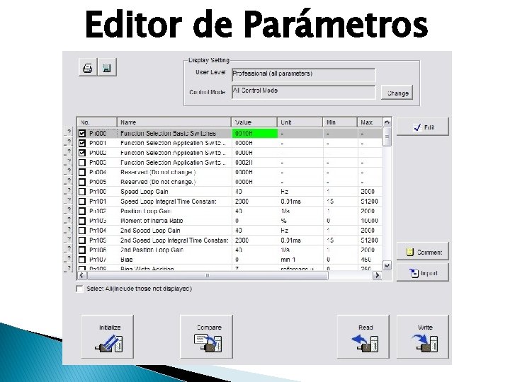 Editor de Parámetros 