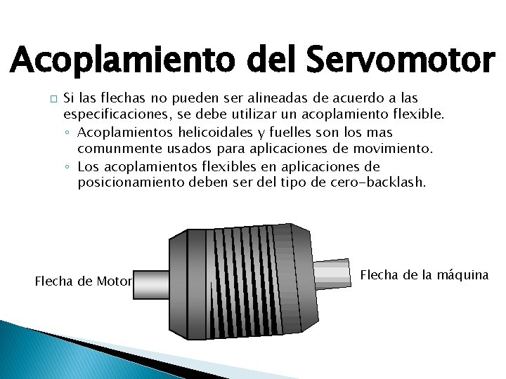 Acoplamiento del Servomotor � Si las flechas no pueden ser alineadas de acuerdo a