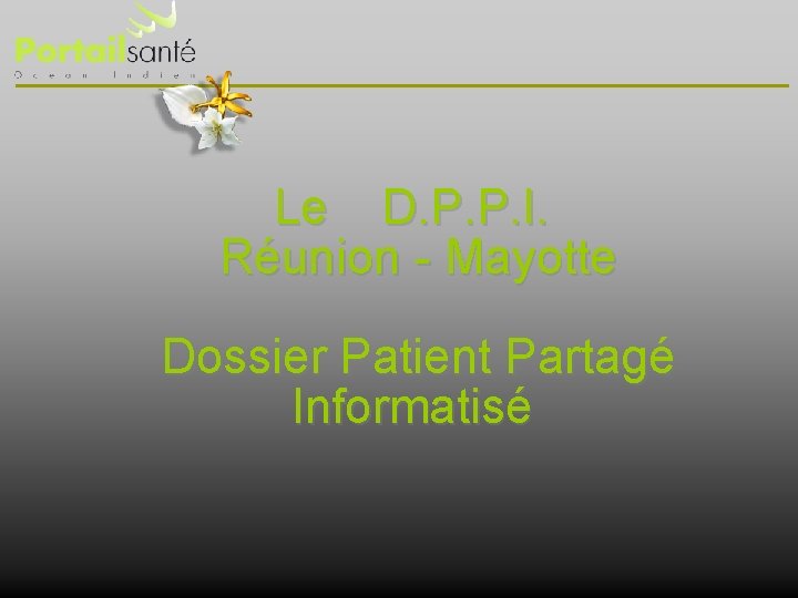 Le D. P. P. I. Réunion - Mayotte Dossier Patient Partagé Informatisé 