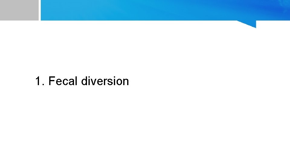 1. Fecal diversion 