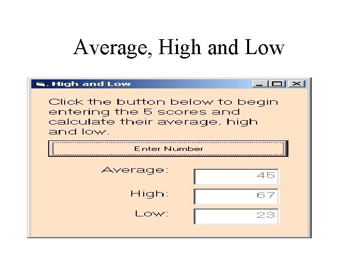 Average, High and Low 