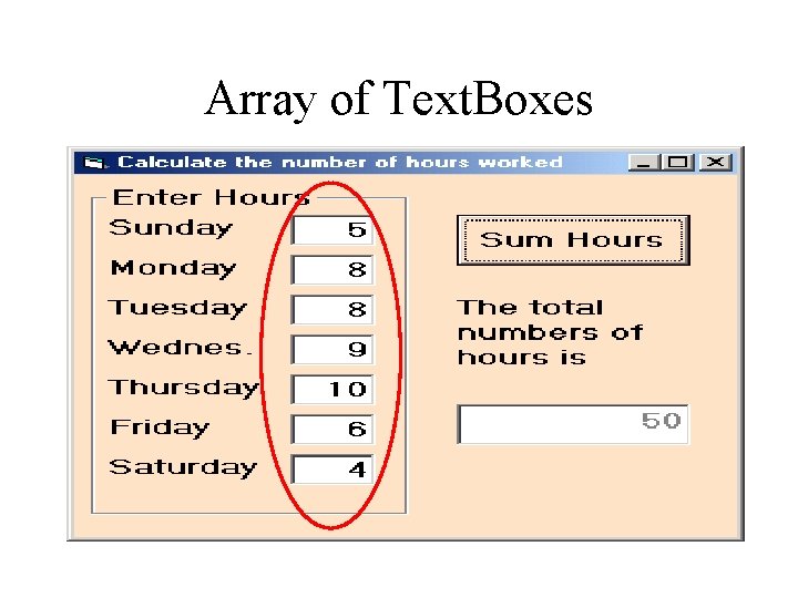 Array of Text. Boxes 