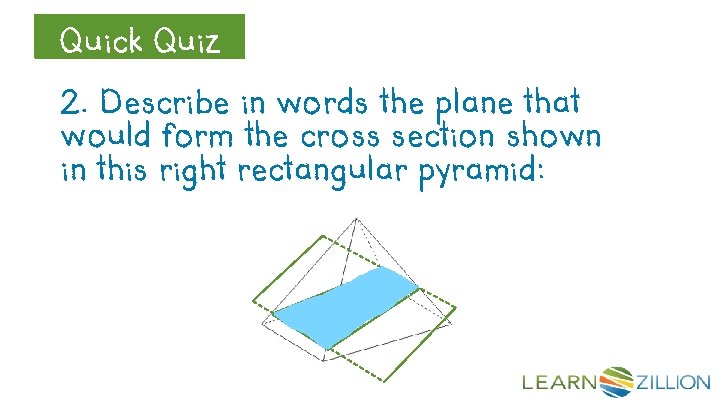 Quick Quiz Let’s Review 2. Describe in words the plane that would form the