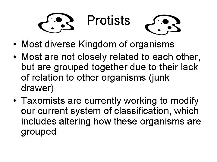 Protists • Most diverse Kingdom of organisms • Most are not closely related to