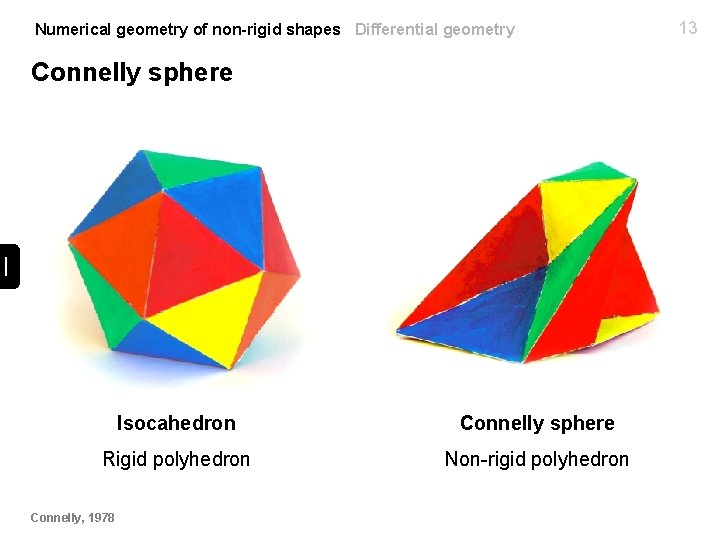 Numerical geometry of non-rigid shapes Differential geometry Connelly sphere Isocahedron Connelly sphere Rigid polyhedron