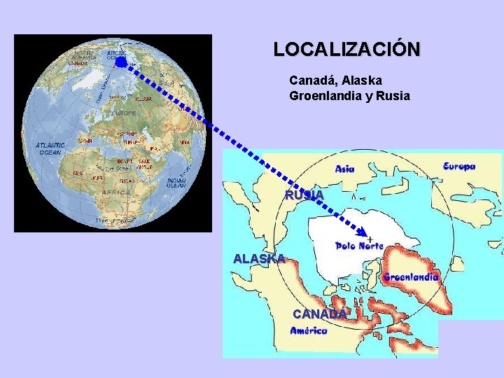 LOCALIZACIÓN Canadá, Alaska Groenlandia y Rusia RUSIA ALASKA CANADÁ 