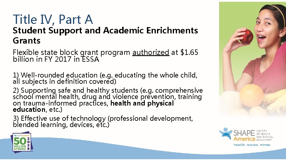 Title IV, Part A Student Support and Academic Enrichments Grants Flexible state block grant