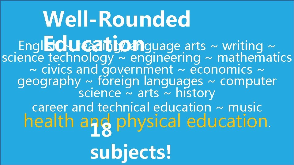 Well-Rounded English ~ reading/language arts ~ writing ~ Education science technology ~ engineering ~