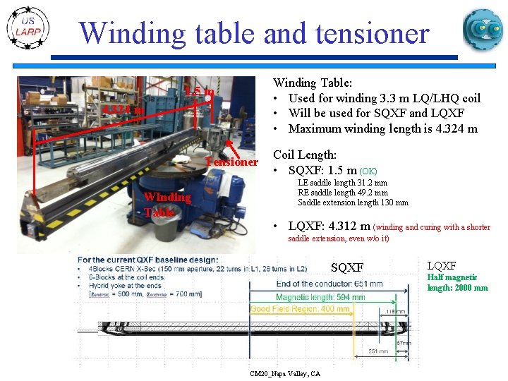 Winding table and tensioner Winding Table: • Used for winding 3. 3 m LQ/LHQ