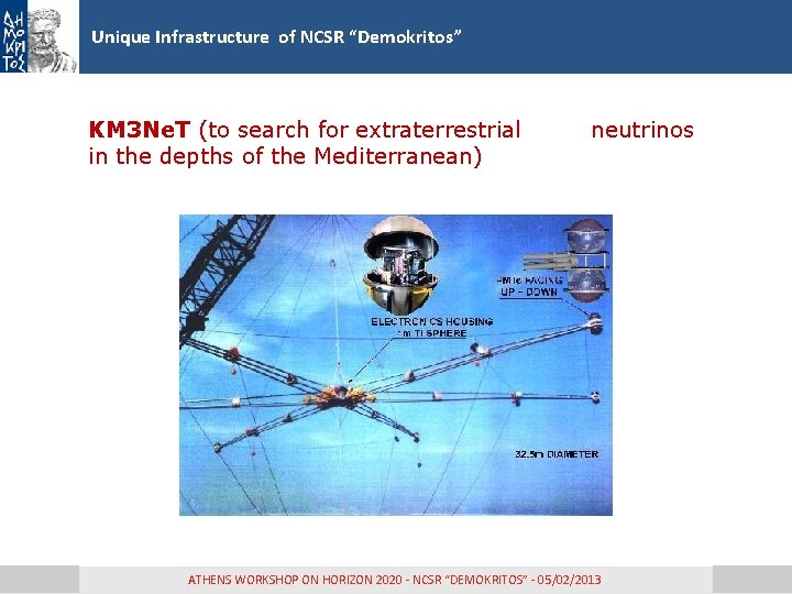 7 Unique Infrastructure of NCSR “Demokritos” KM 3 Ne. T (to search for extraterrestrial 7 Unique Infrastructure of NCSR “Demokritos” KM 3 Ne. T (to search for extraterrestrial