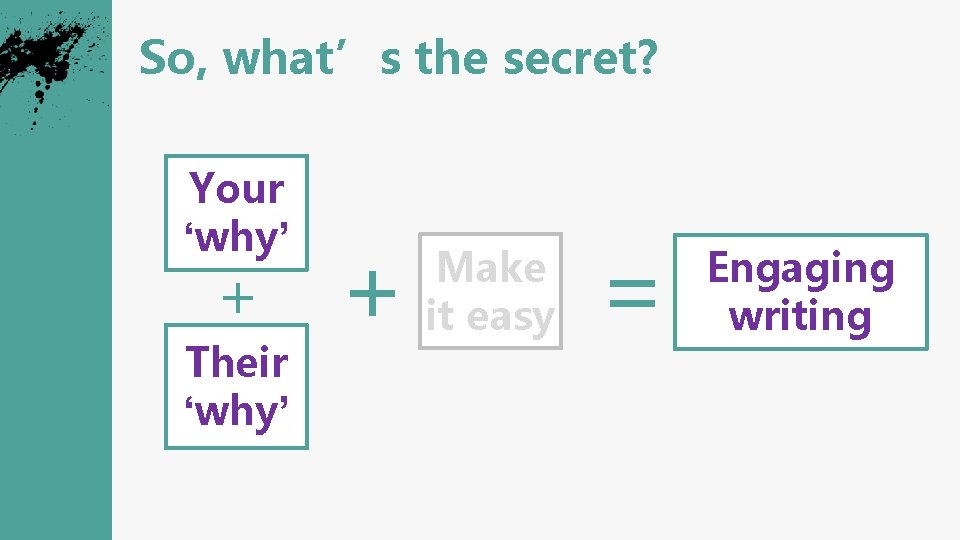 So, what’s the secret? Your ‘why’ + Their ‘why’ + Make it easy =