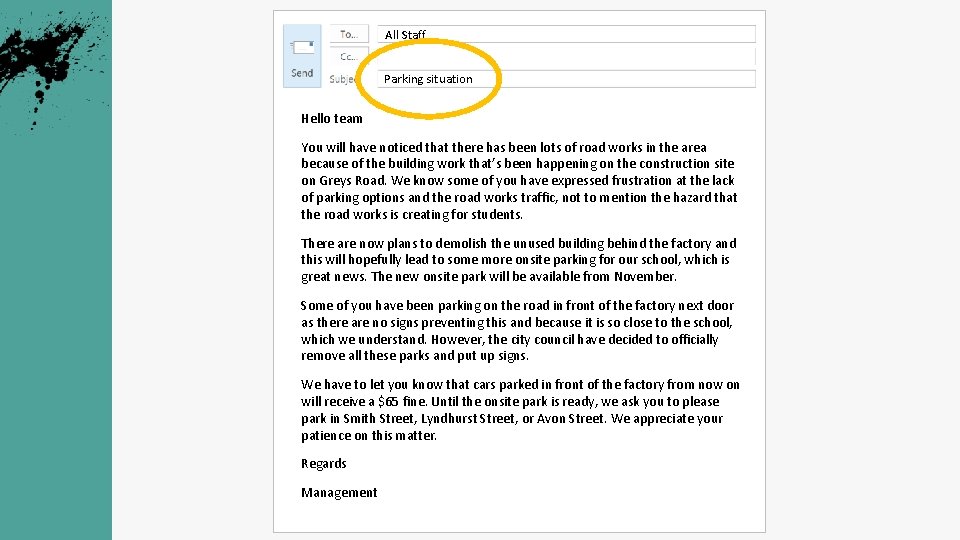 All Staff Parking situation Hello team You will have noticed that there has been