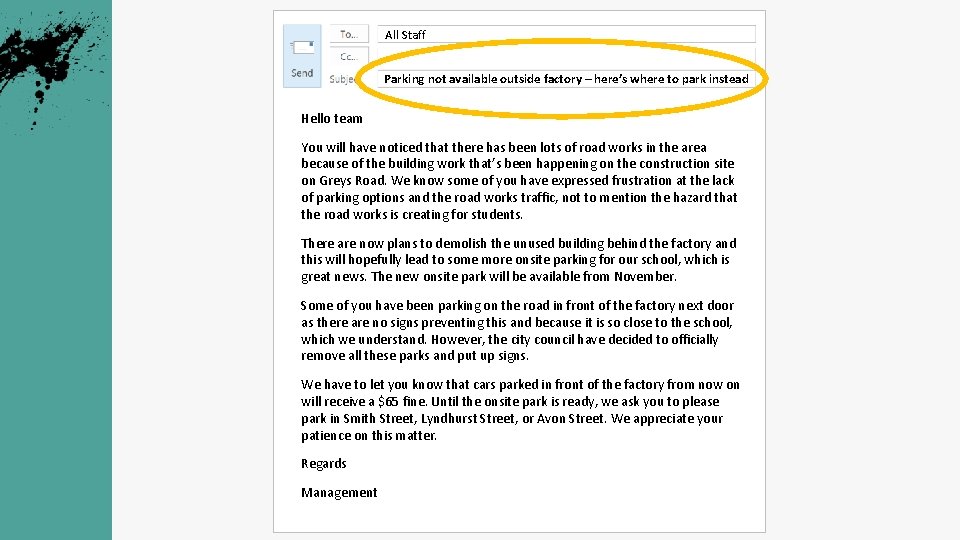 All Staff Parking not available outside factory – here’s where to park instead Hello