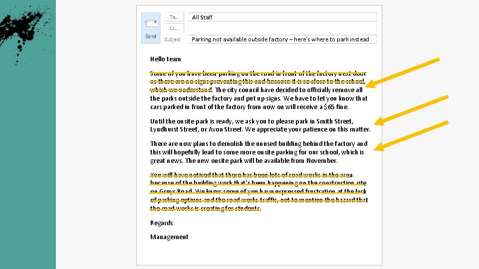 All Staff Parking not available outside factory – here’s where to park instead Hello