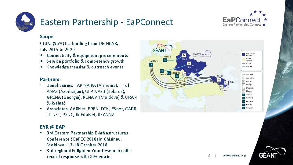 Eastern Partnership - Ea. PConnect Scope € 13 M (95%) EU funding from DG
