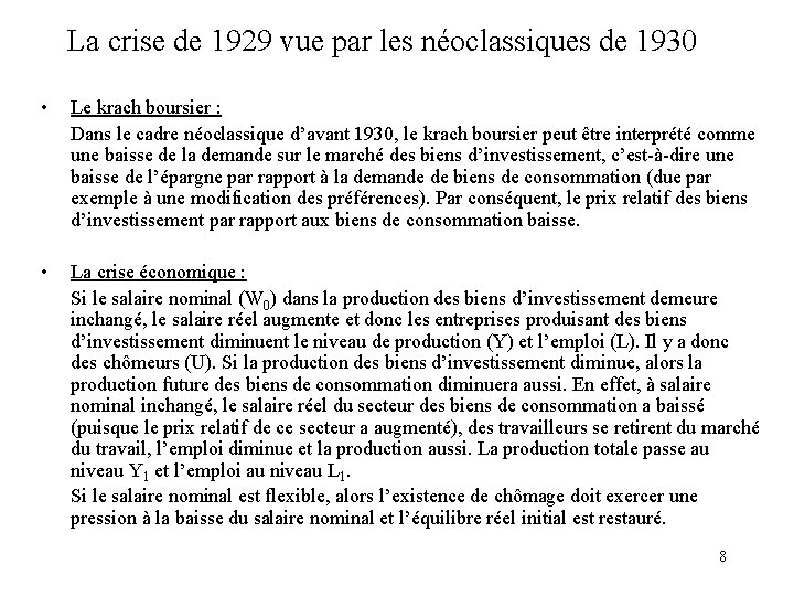 La crise de 1929 vue par les néoclassiques de 1930 • Le krach boursier