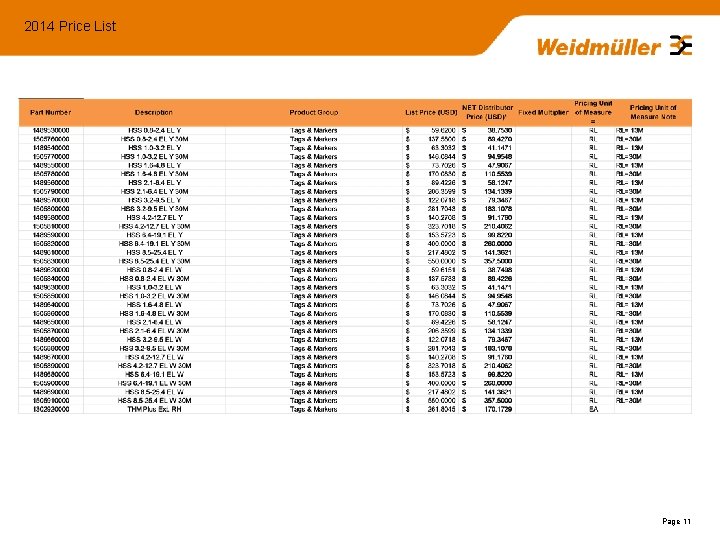 2014 Price List Page 11 