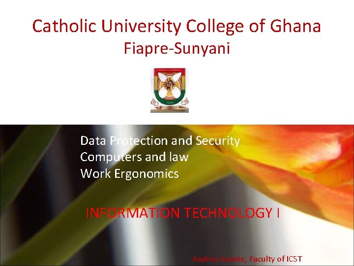 Catholic University College of Ghana Fiapre-Sunyani Data Protection and Security Computers and law Work