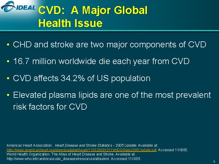CVD: A Major Global Health Issue • CHD and stroke are two major components