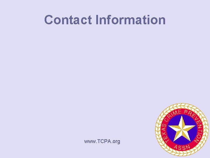 Contact Information www. TCPA. org 