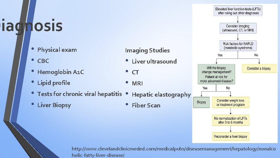 Diagnosis • • • Physical exam Imaging Studies CBC • • • Hemoglobin A