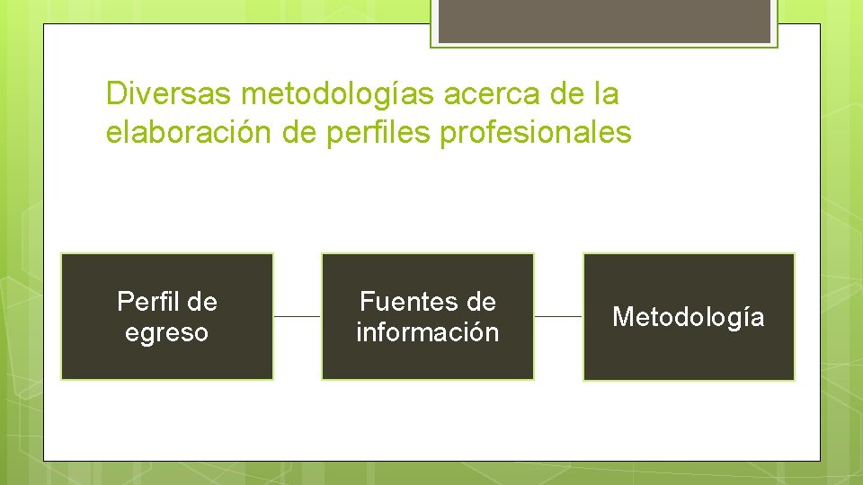 Diversas metodologías acerca de la elaboración de perfiles profesionales Perfil de egreso Fuentes de