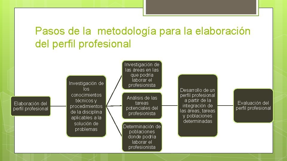 Pasos de la metodología para la elaboración del perfil profesional Elaboración del perfil profesional