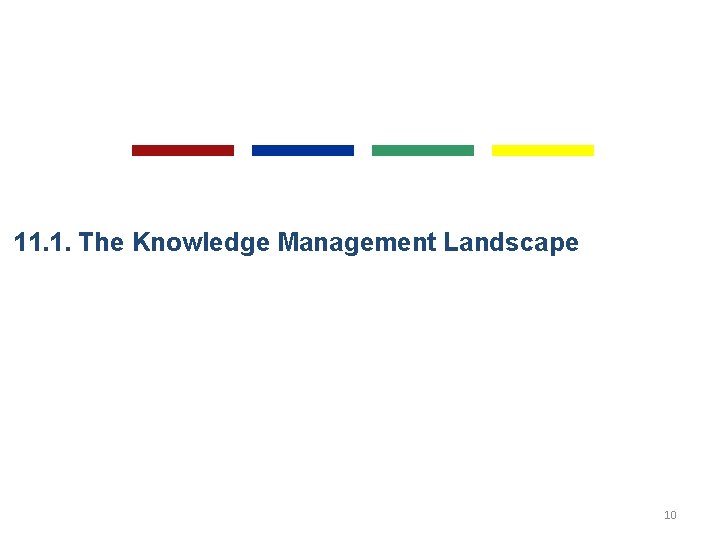 11. 1. The Knowledge Management Landscape 10 