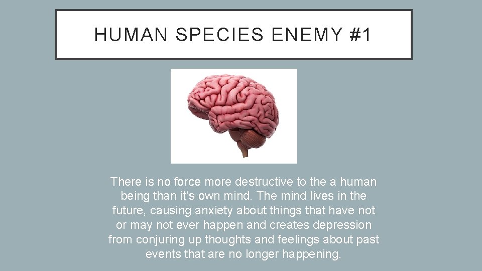 HUMAN SPECIES ENEMY #1 There is no force more destructive to the a human