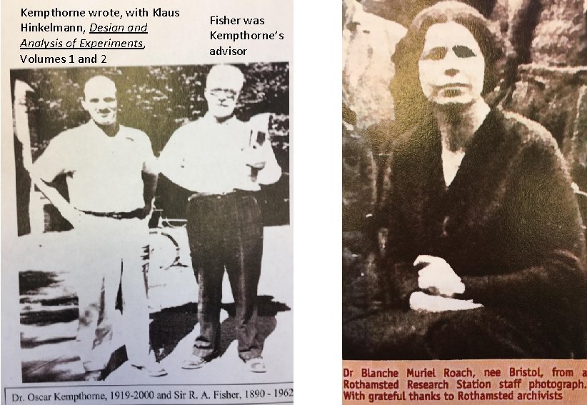 Kempthorne wrote, with Klaus Hinkelmann, Design and Analysis of Experiments, Volumes 1 and 2