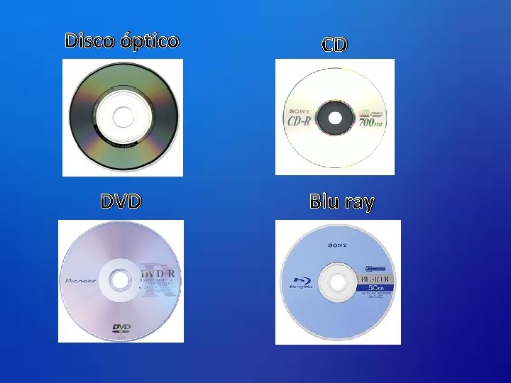Disco óptico DVD CD Blu ray 