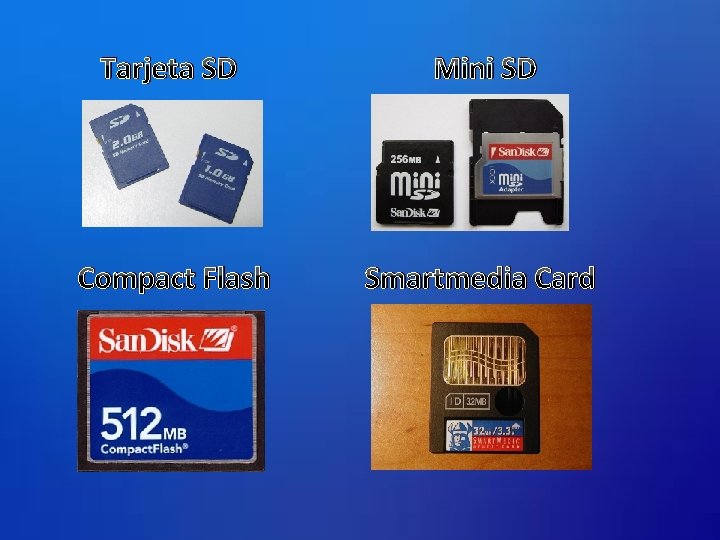 Tarjeta SD Mini SD Compact Flash Smartmedia Card 