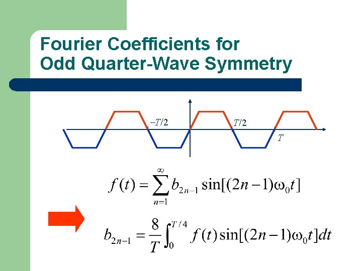 Fourier Coefficients for Odd Quarter-Wave Symmetry T/2 T 