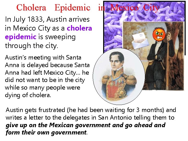 Cholera Epidemic in Mexico City In July 1833, Austin arrives in Mexico City as