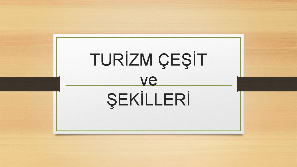 TURİZM ÇEŞİT ve ŞEKİLLERİ 