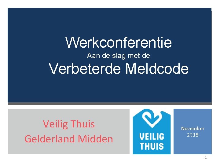 Werkconferentie Aan de slag met de Verbeterde Meldcode Veilig Thuis Gelderland Midden November 2018