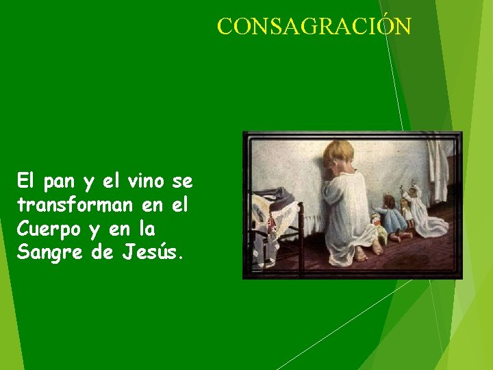 CONSAGRACIÓN El pan y el vino se transforman en el Cuerpo y en la