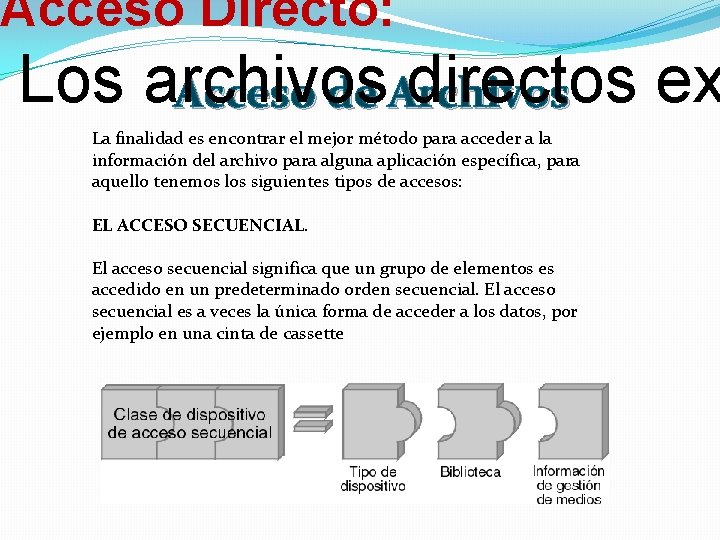 Acceso Directo: Los archivos directos ex Acceso de Archivos La finalidad es encontrar el