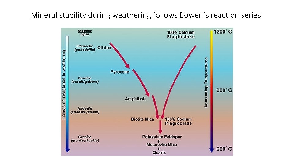 Mineral stability during weathering follows Bowen’s reaction series 