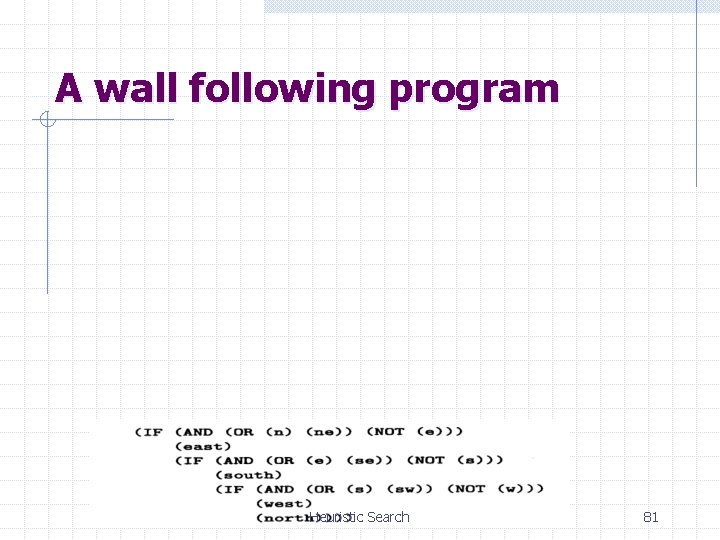 A wall following program Heuristic Search 81 