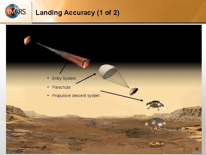 Landing Accuracy (1 of 2) • Entry System • Parachute • Propulsive descent system
